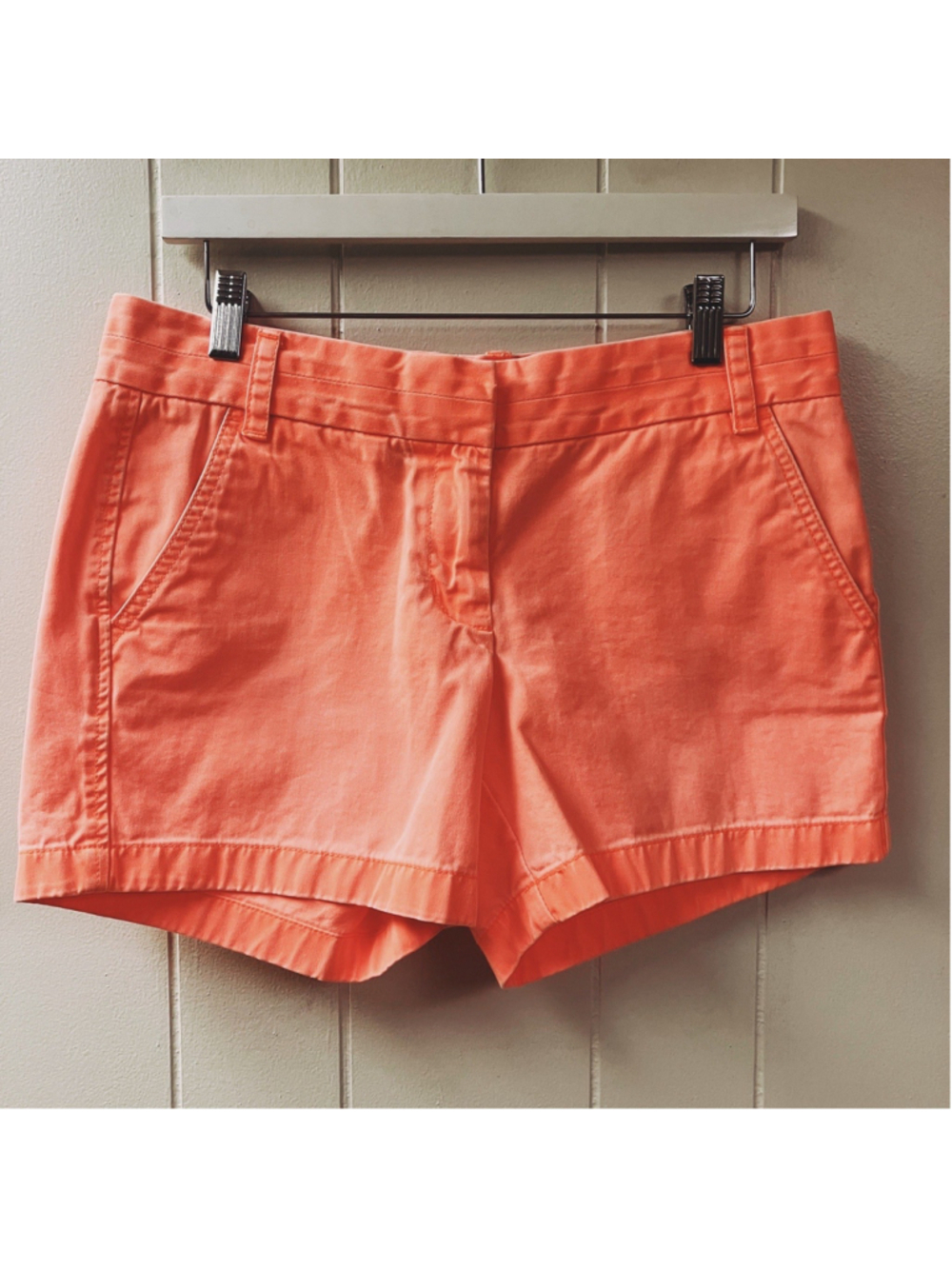 J Crew Neon Melon Chino Shorts Womens Sz 6 Preppy Festival Y2K Coastal Resort